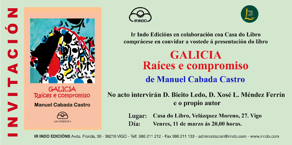 Invitación libro de Manuel Cabada en Vigo