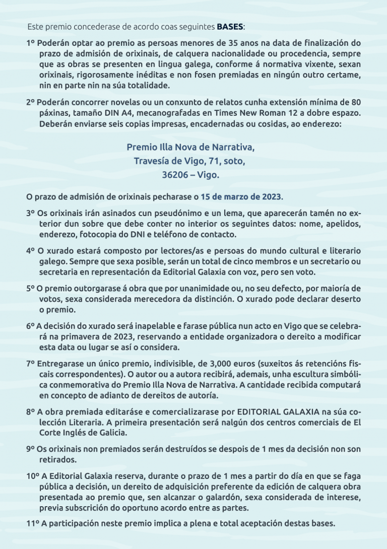 Premios narrativa convocatorias Axenda cultural AELG